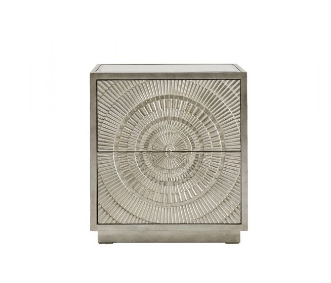 Leverette Silver Luxury 2 Drawer Bedside Table Rowen Homes