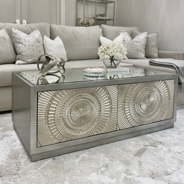 Leverette Silver Premium 4 Drawer Coffee Table Coffee Table 