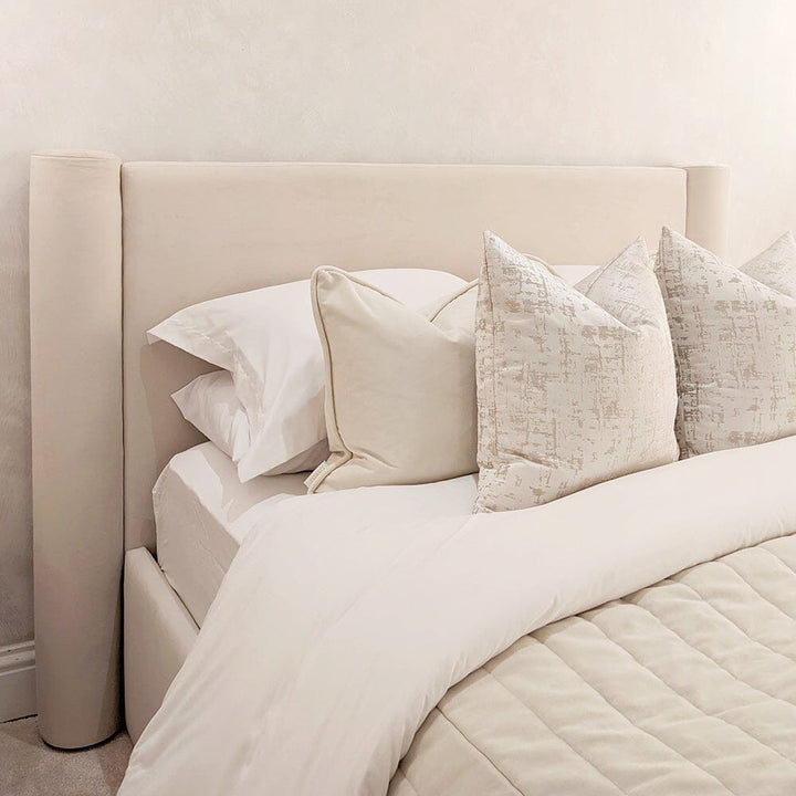 Lio Chunky Pillar Velvet Bed Made to Order Bed 