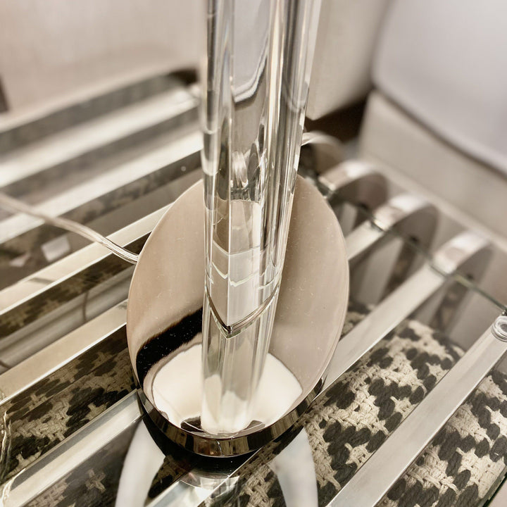 Lisle Medium Solid Glass & Silver Table Lamp Lighting 