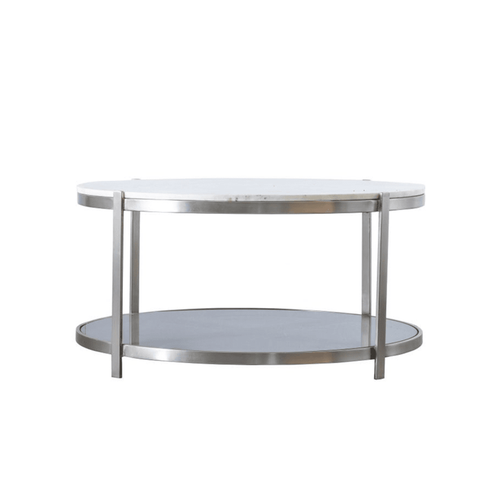 Livu Silver & Marble Round Coffee Table Table 