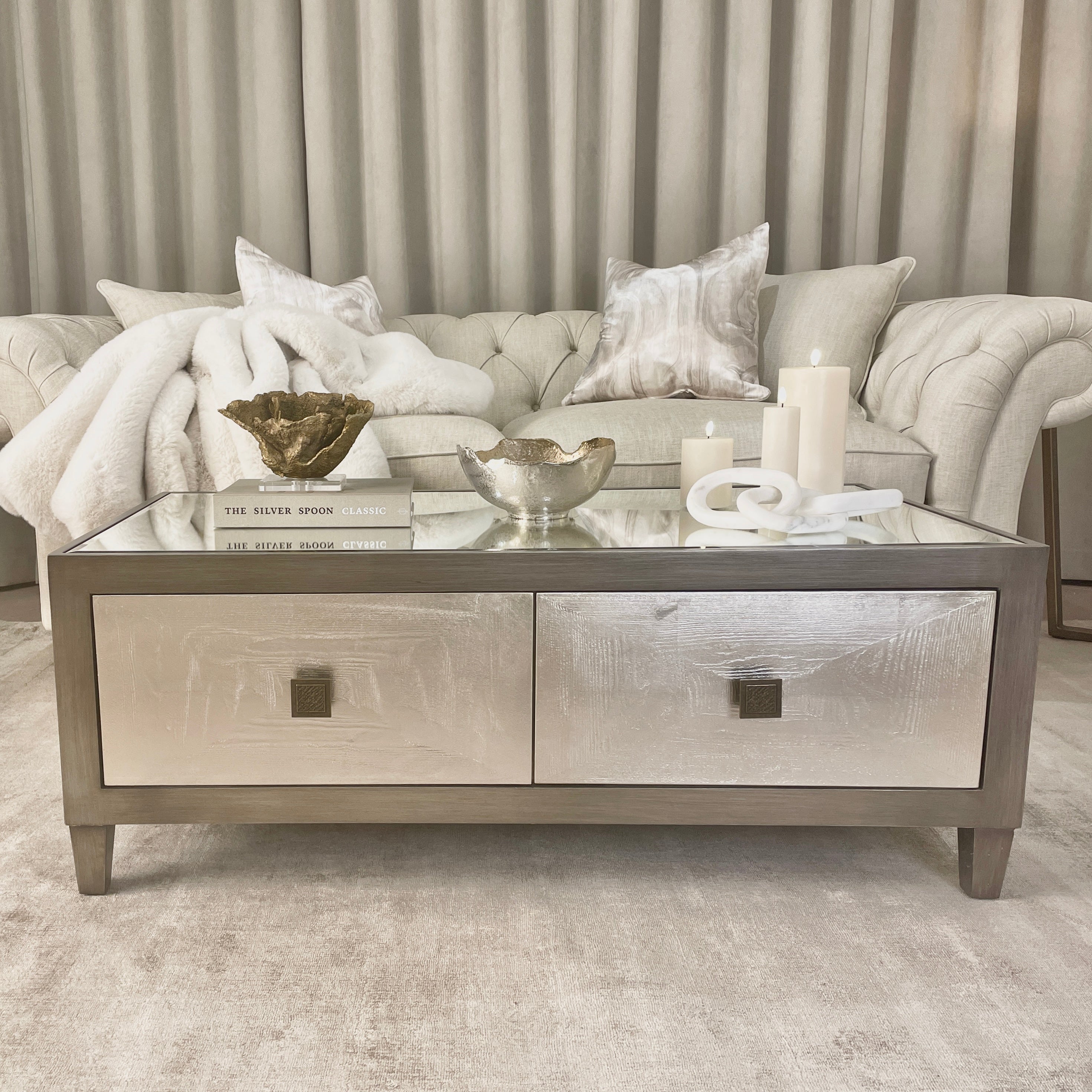 Lockett Premium Silver & Bronze Coffee Table Coffee Table 