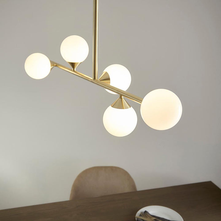Lorin Gold Linear Pendant with Gloss White Glass Lighting 