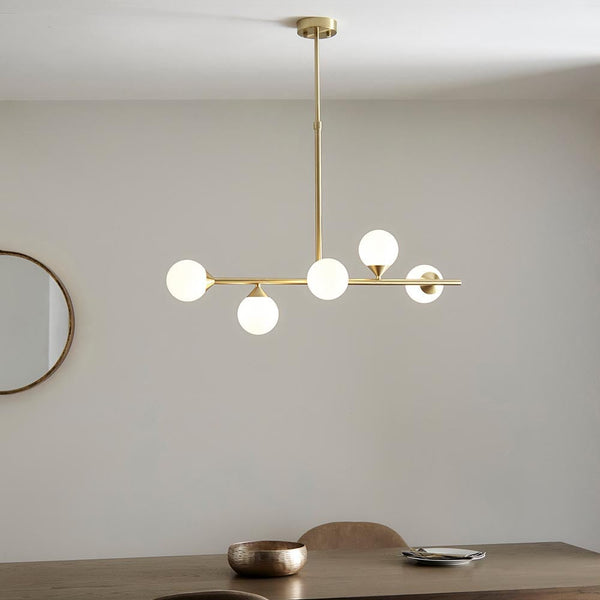 Lorin Gold Linear Pendant with Gloss White Glass Lighting 