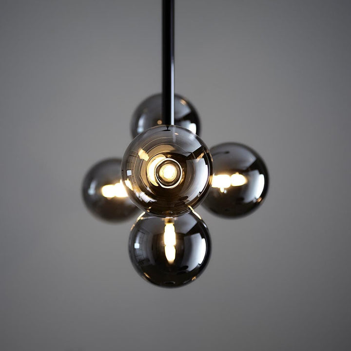 Lorin Matt Black Linear Pendant with Smoked Mirrored Glass Lighting 