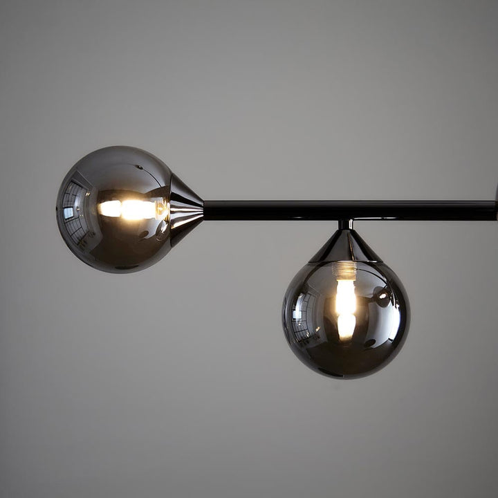 Lorin Matt Black Linear Pendant with Smoked Mirrored Glass Lighting 