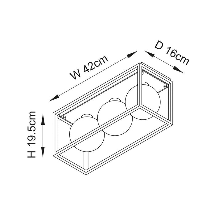 Lorna Black Boxed 3 Light Ceiling Light Lighting 