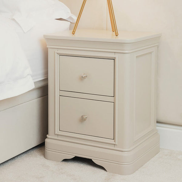 Louvre Taupe Wooden Bedside Table End and Side Table 
