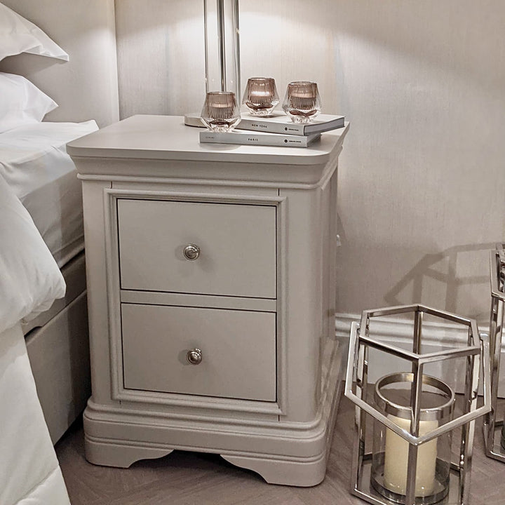 Louvre Taupe Wooden Bedside Table Furniture 