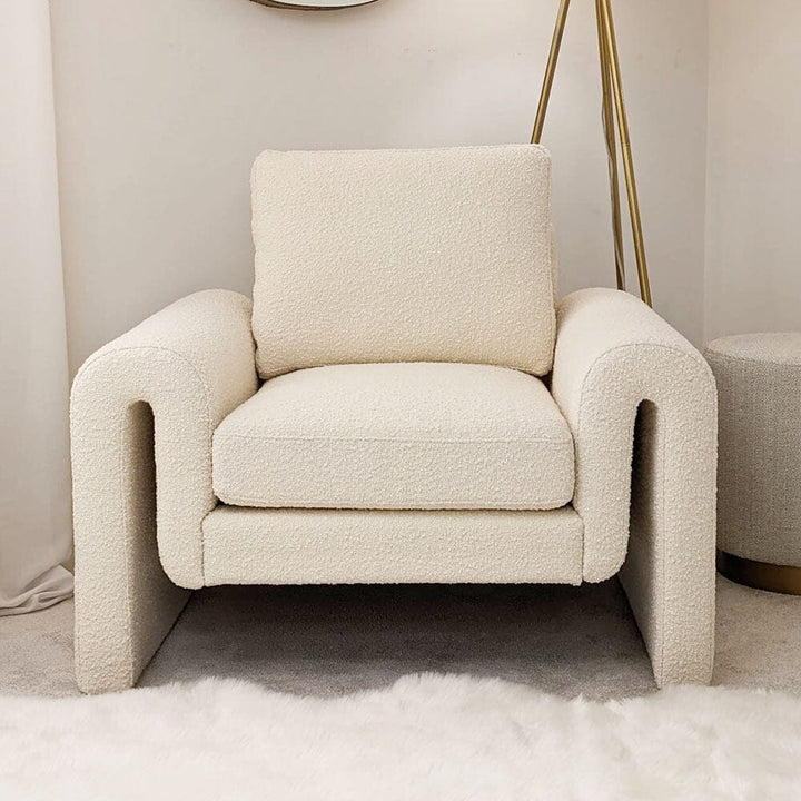 Lucia Ivory Boucle Accent Armchair Sofa 