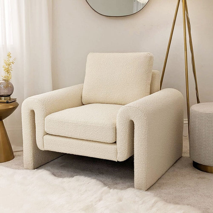 Lucia Ivory Boucle Accent Armchair Sofa 