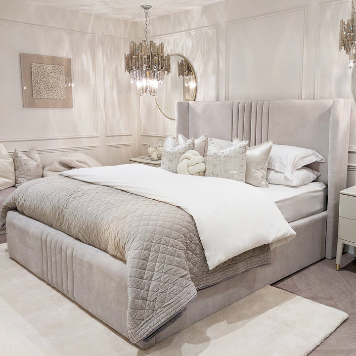 Lucinda Porcelain Soft Touch Luxury Velvet Bed Made to Order Bed 
