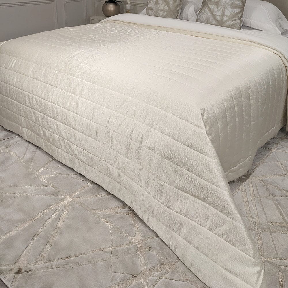 Lunar Oyster Luxury Textured Satin Bedspread