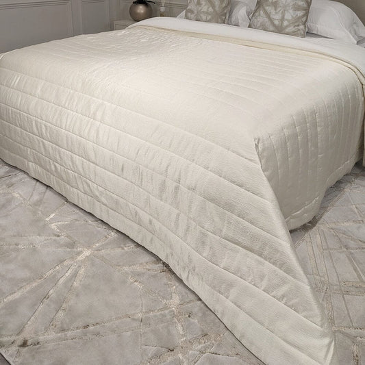 Lunar Oyster Luxury Textured Satin Bedspread Textiles 