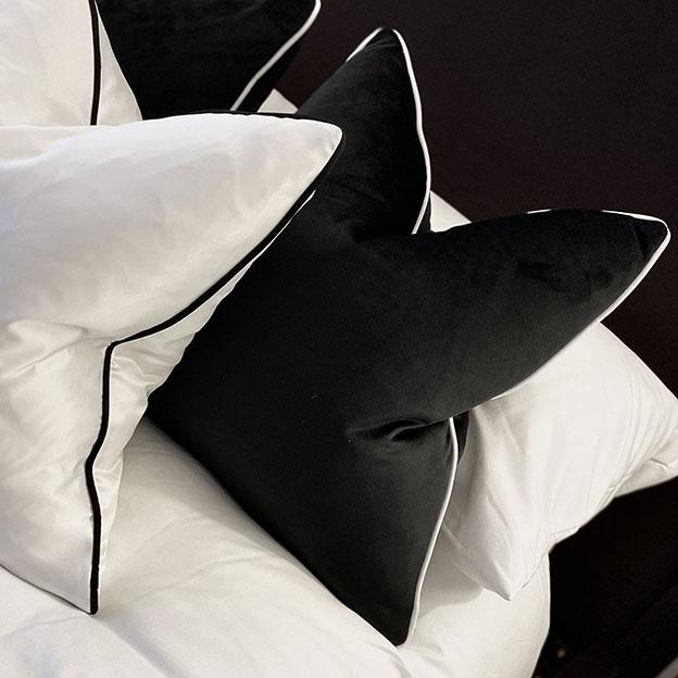 Luxe Velvet Cushion White Piping 50 x 50cm