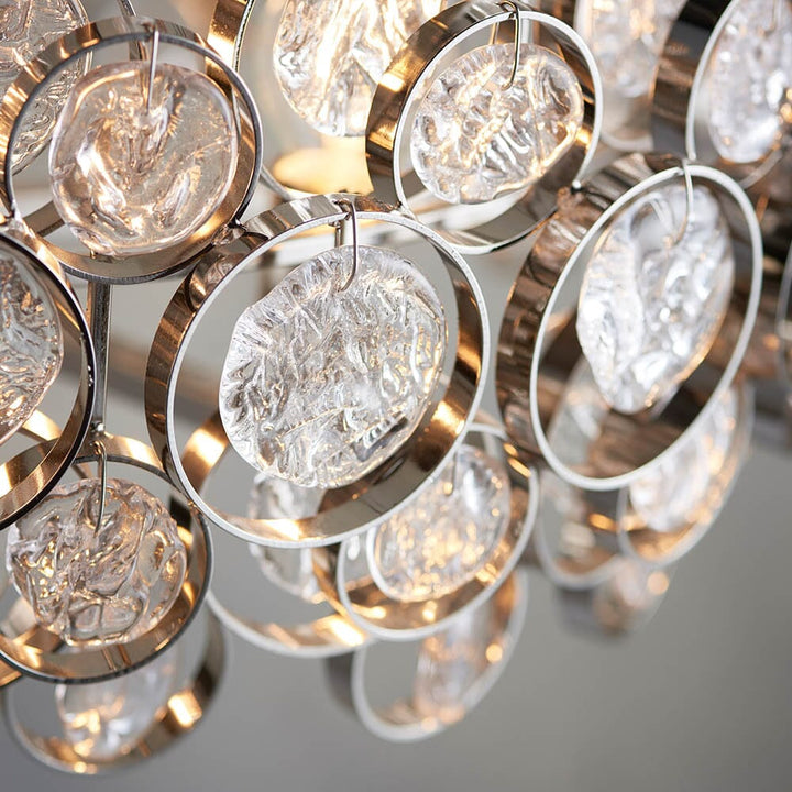 Mabel Large Silver & Glass 6 Light Pendant Ceiling Light Lighting 