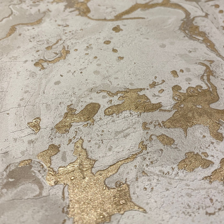 Maddox Neutral & Gold Marble Effect Metallic Wallpaper Wallpaper 