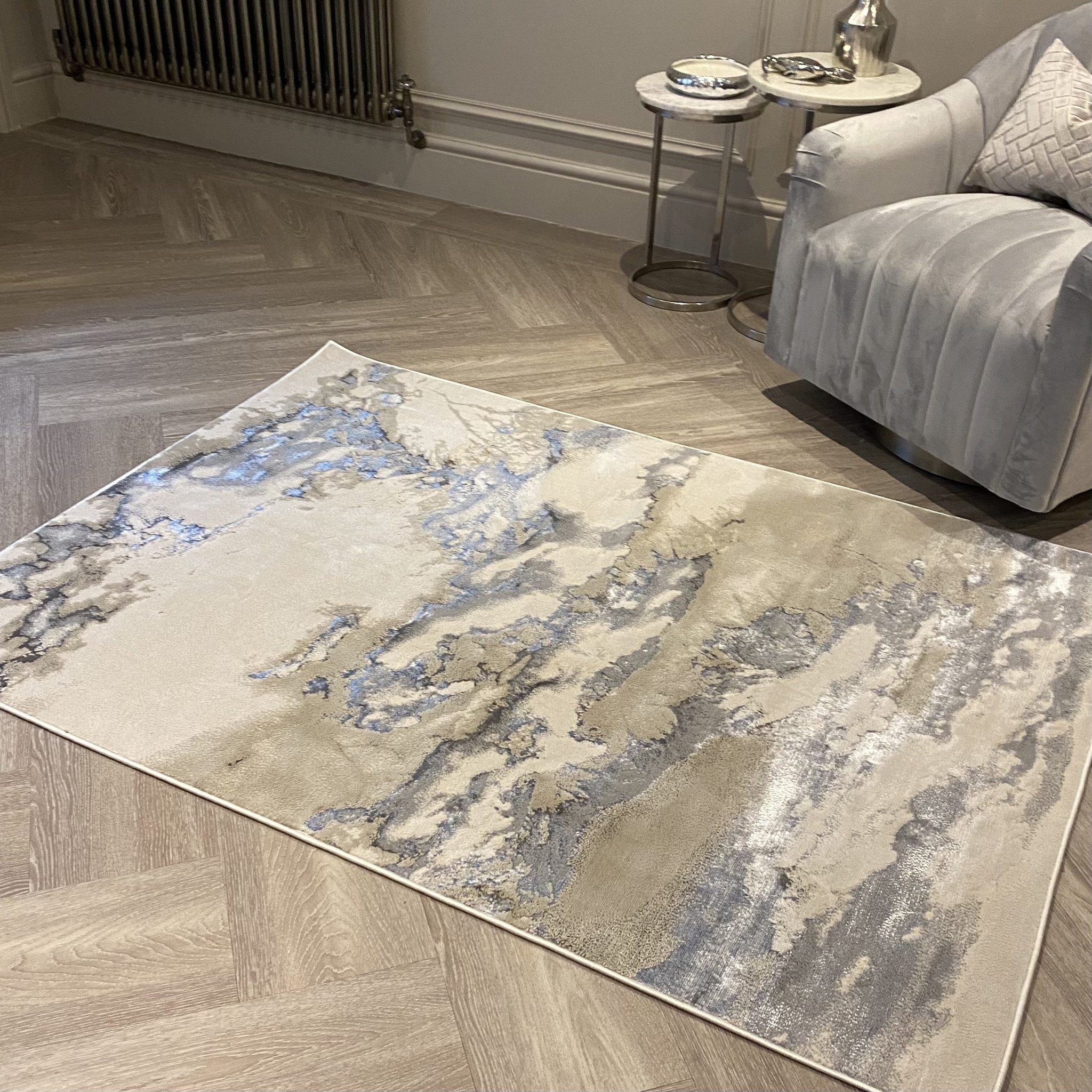 Shop Maia Grey, Cream & Silver Marble Rug – Rowen Homes