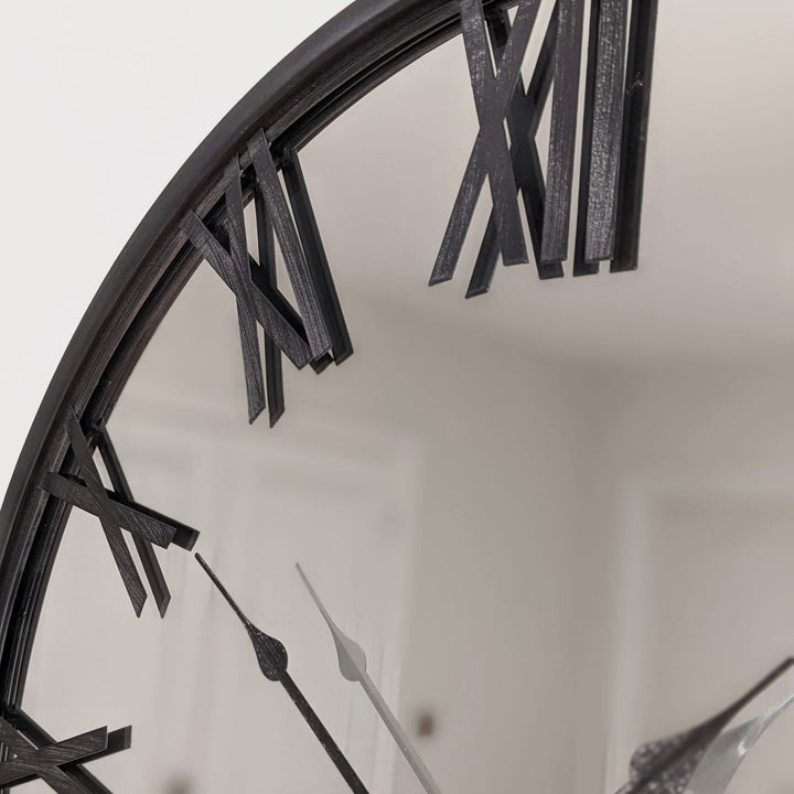 Malachi Black Mirrored Round Wall Clock Accessories 