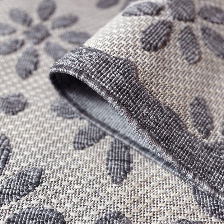 Malibu Cream & Grey Floral Print Indoor / Outdoor Rug Textiles 