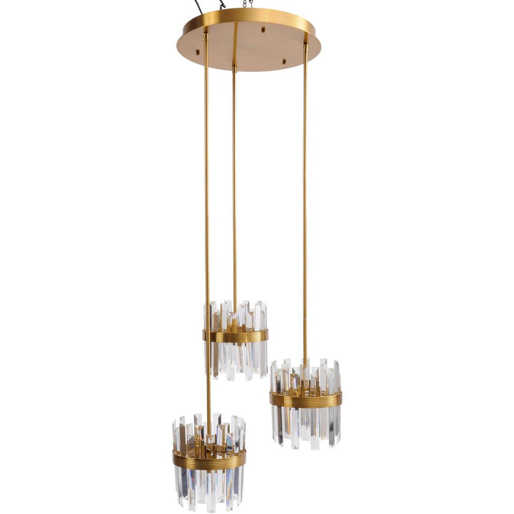 Marmont Set of 3 Crystal and Brass Pendants Lighting 