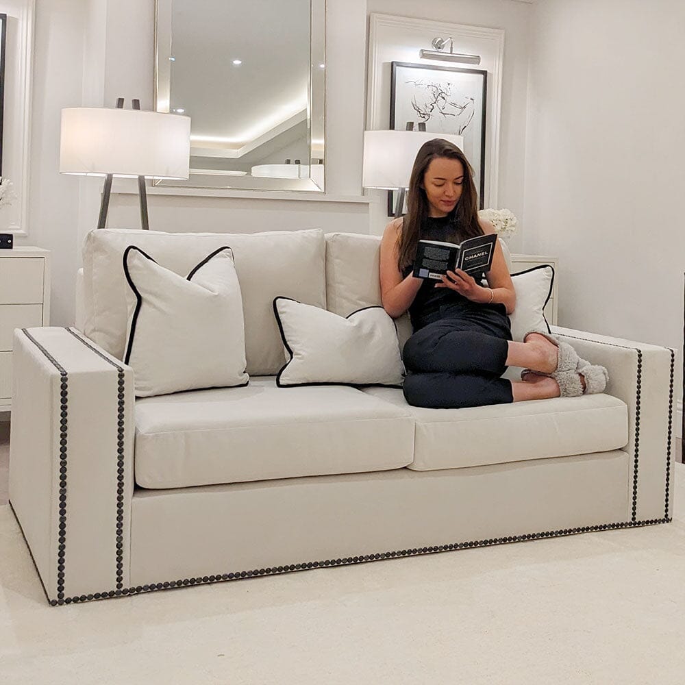 Mayfair Cream Velvet Sofa Collection, With Black Studs 