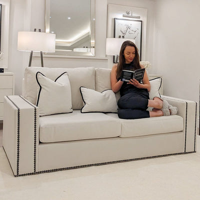 Mayfair Cream Velvet Sofa Collection, With Black Studs 