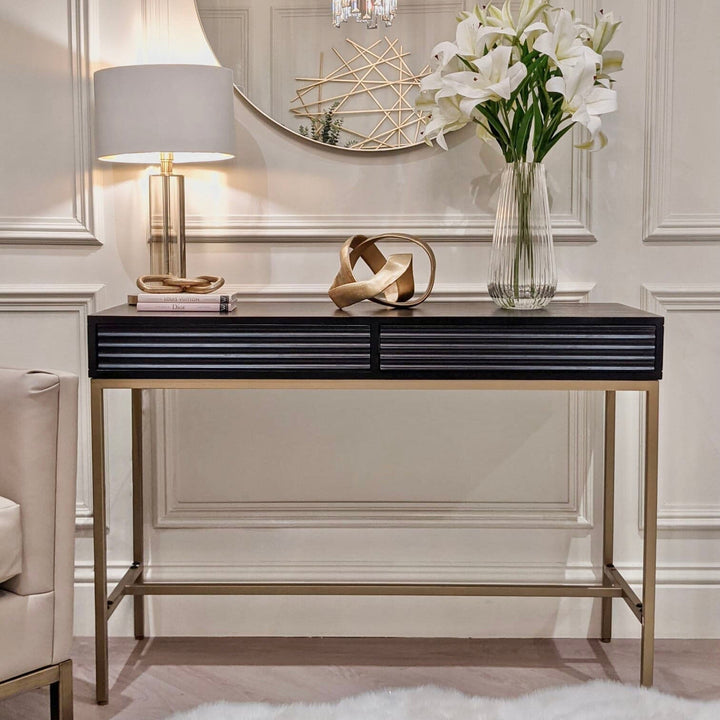 Mayfield Black & Gold Premium Rippled Console Table Console Table 