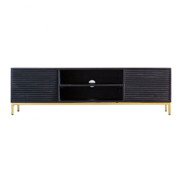 Mayfield Black & Gold Premium Rippled TV Unit Console Table 