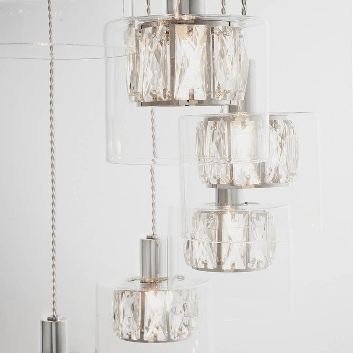Mia Silver & Glass 12 Light Pendant Ceiling Light Lighting 