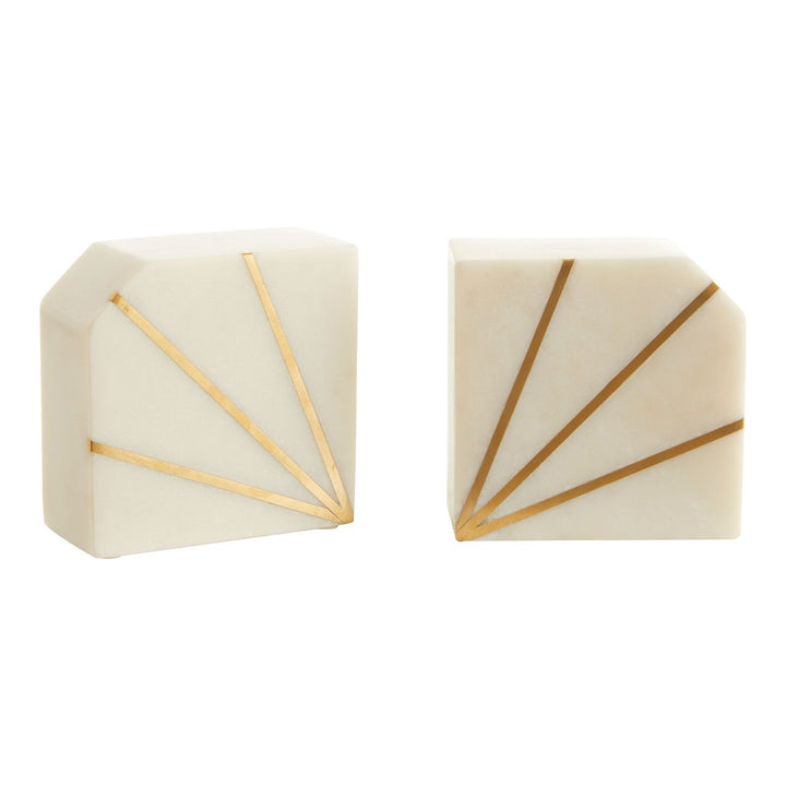 Milazzo Set of 2 Marble & Gold Bookends Accessories 