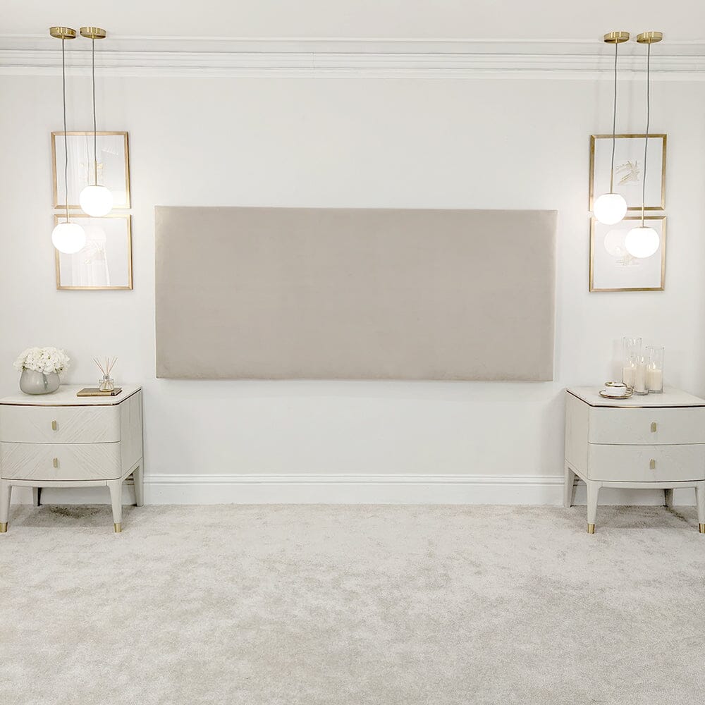 Mink Velvet Double Width Upholstered Headboard Wall Panel 