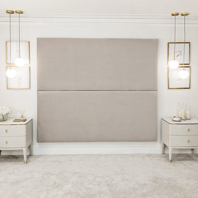 Mink Velvet Double Width Upholstered Headboard Wall Panel 