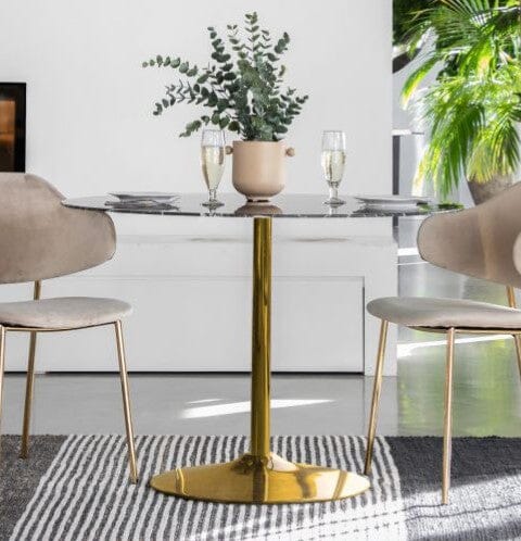 Mitcham Gold Dining Table with Black Marble Top Table 