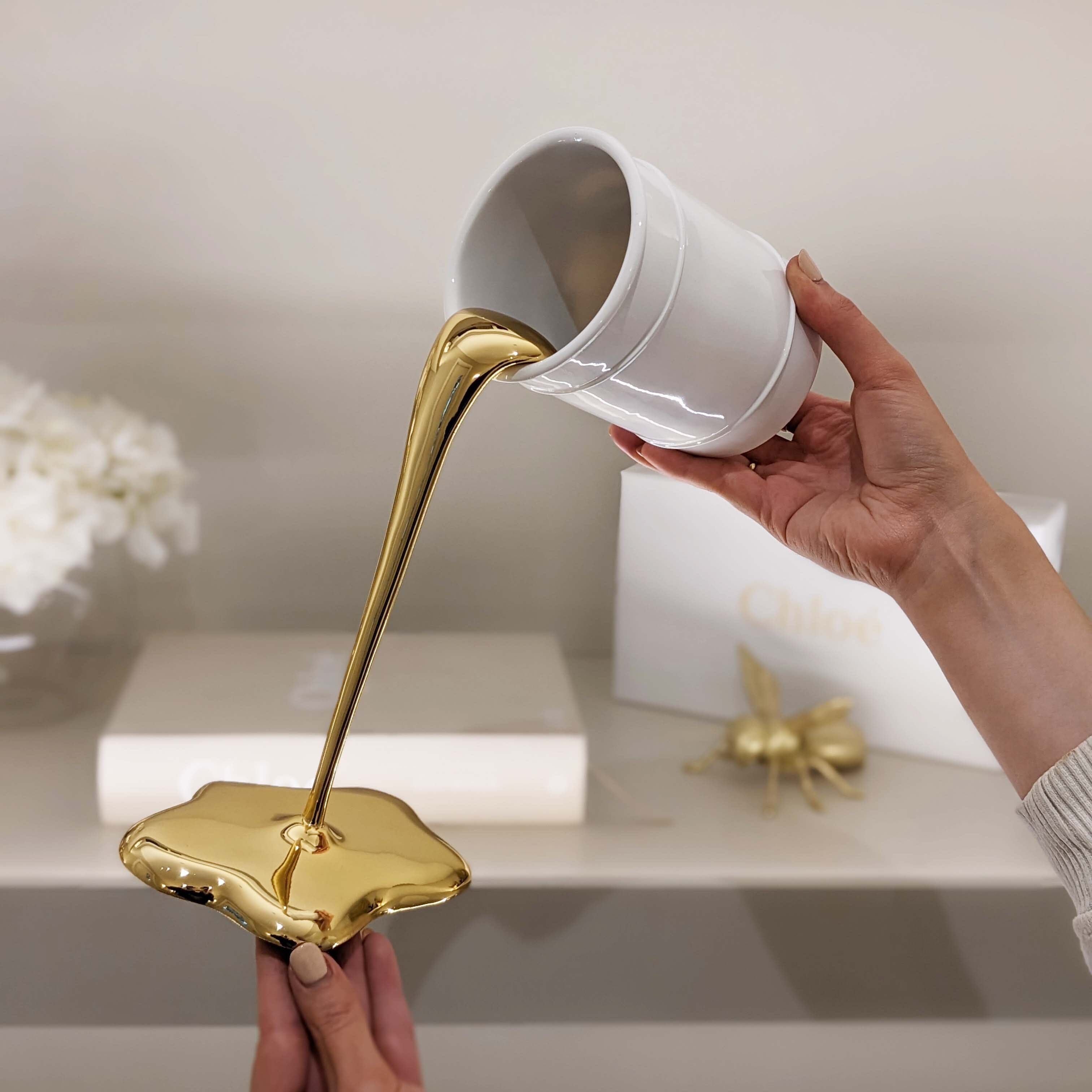 Molten Gold Paint Spill Ornament Accessories 