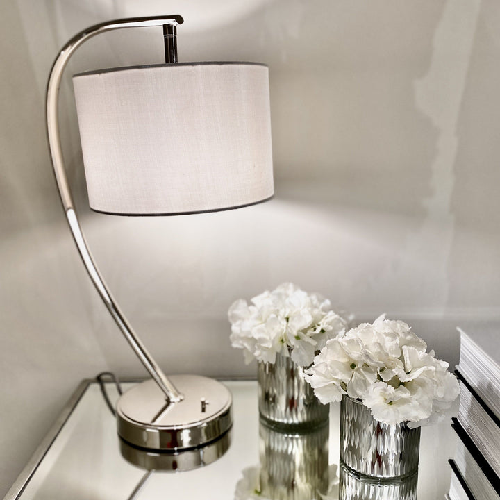 Moreto Silver Table Lamp with White Shade 