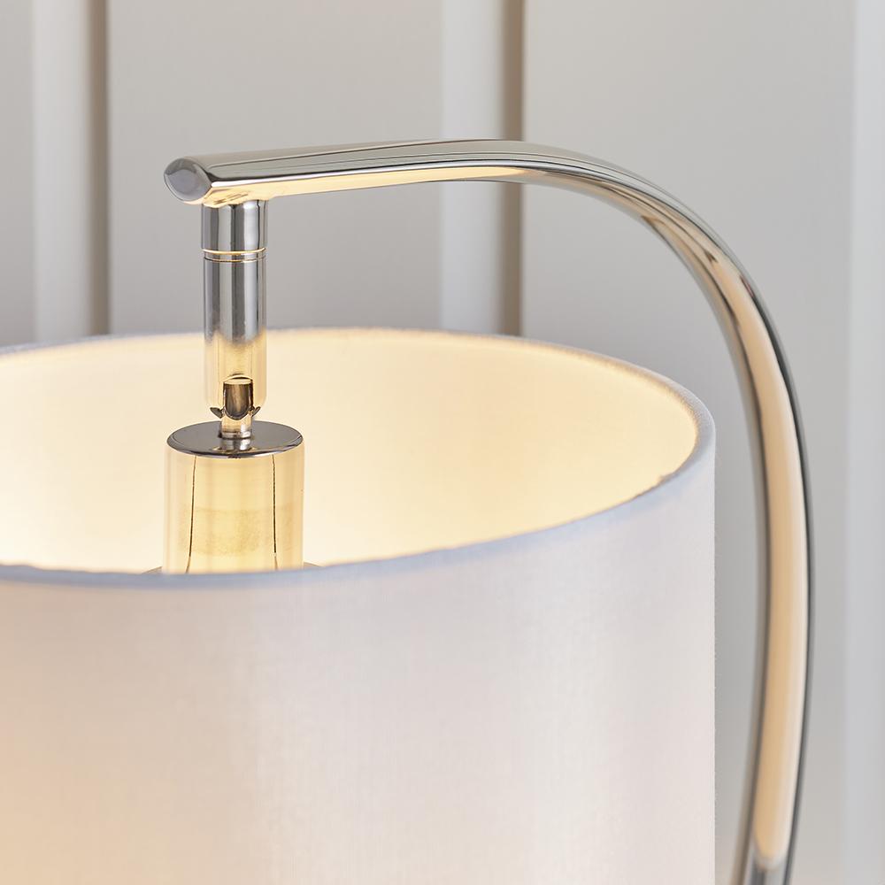 Moreto Silver Table Lamp with White Shade Lighting 