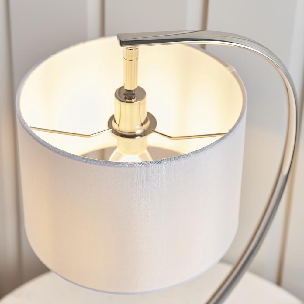 Moreto Silver Table Lamp with White Shade Lighting 