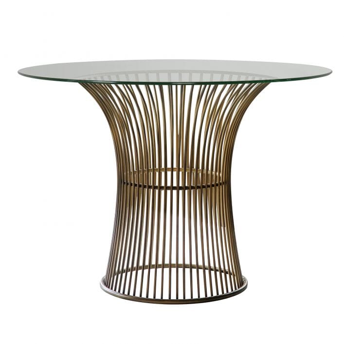 Mya Gold Metal and Glass Round Dining Table Furniture 