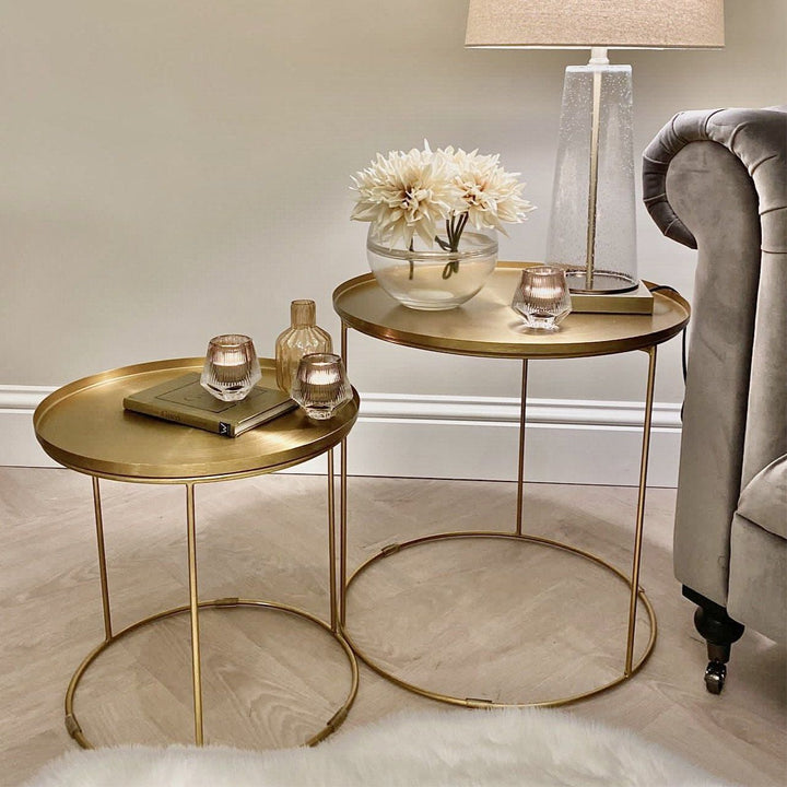 Nerina Set of 2 Gold Nesting Tables End and Side Table 