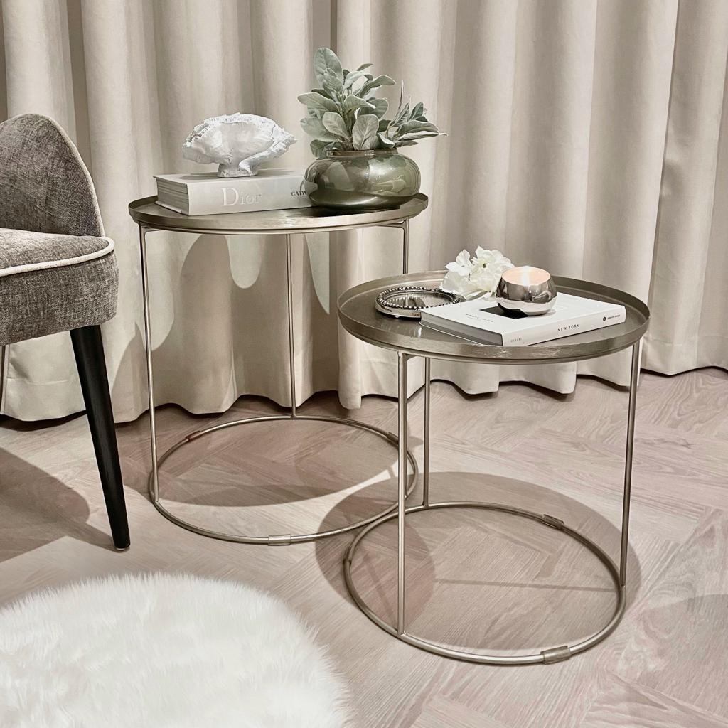 Silver nesting outlet side tables