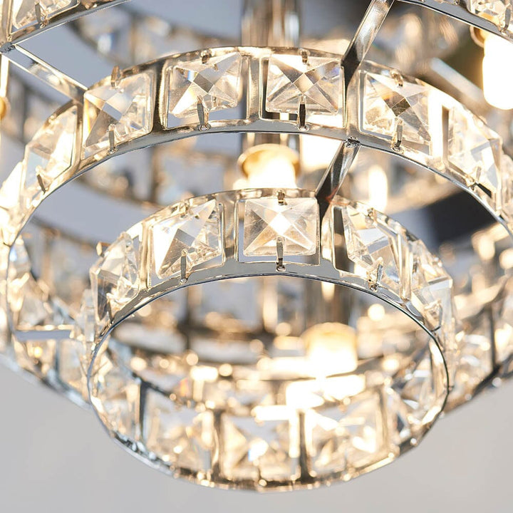 Nerosa 4 Light Silver & Glass Flush Ceiling Light Lighting 