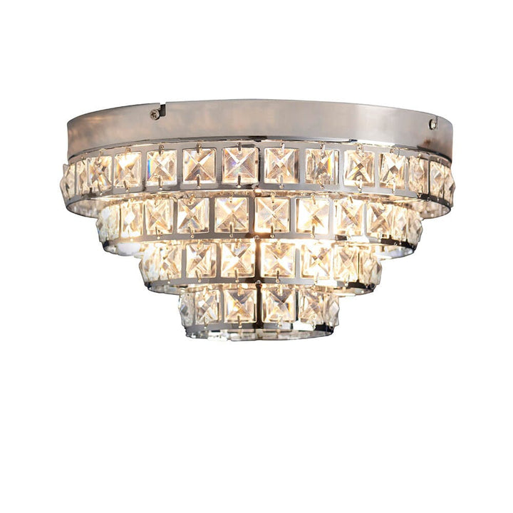 Nerosa 4 Light Silver & Glass Flush Ceiling Light Lighting 