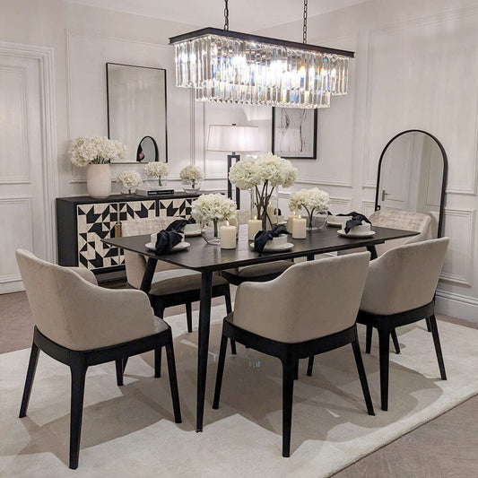 Nerosa Black Oak Veneer Dining Table Furniture 