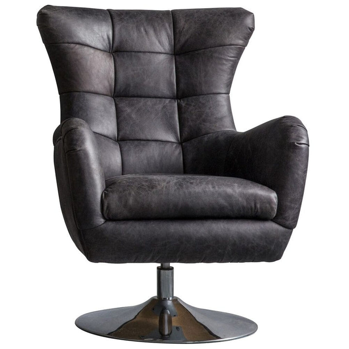 Newington Black Swivel Chair with Silver Base Chair 