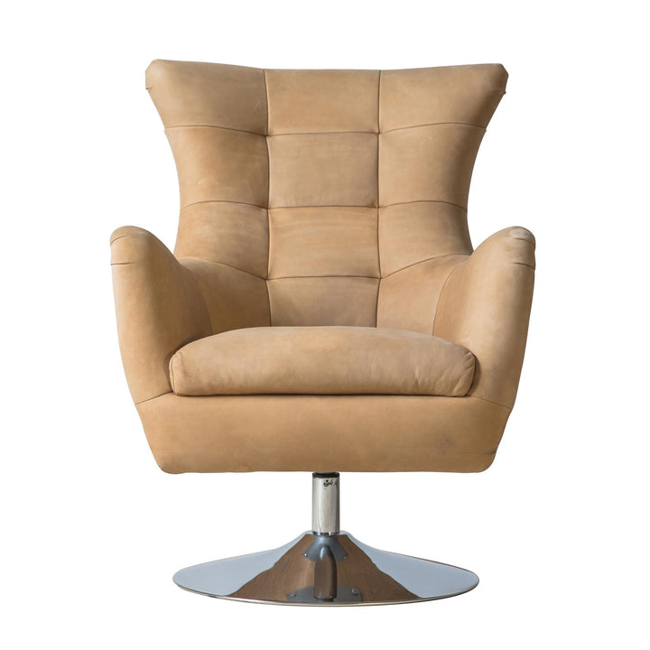 Newington Tan Swivel Chair with Silver Base Chair 