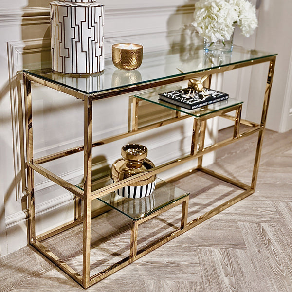 Nexus Gold Display Console Table Furniture 