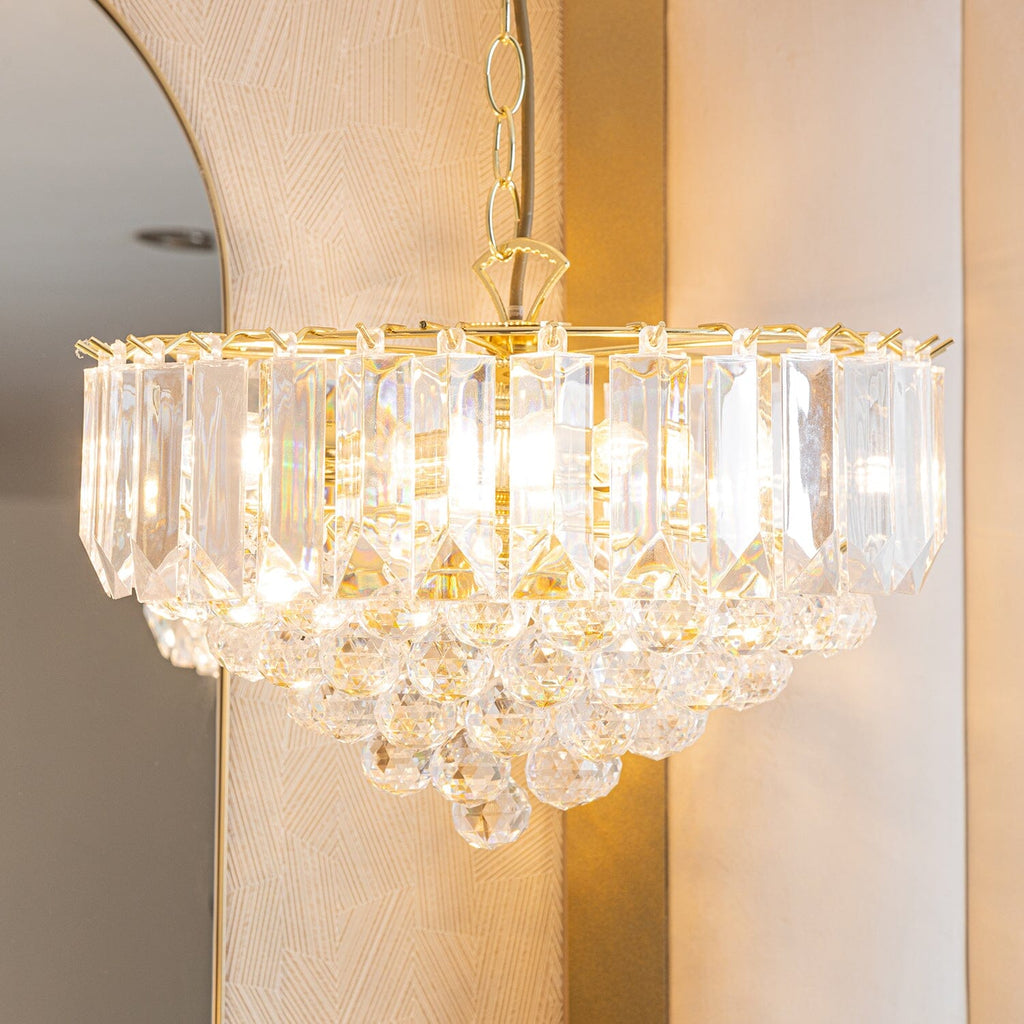 Nia Brass Acrylic 3 Light Pendant Ceiling Light