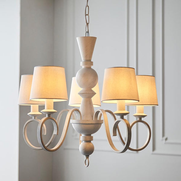 Nixon Distressed White 5 Light Pendant Lighting 