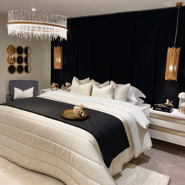 Noir Black Velvet Individual Wall Mounted Headboard Panel - 45cm Headboard 